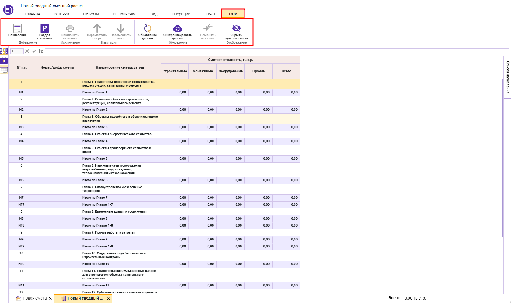 Сметный офис. Сметный офис. Динамическая вкладка ССР