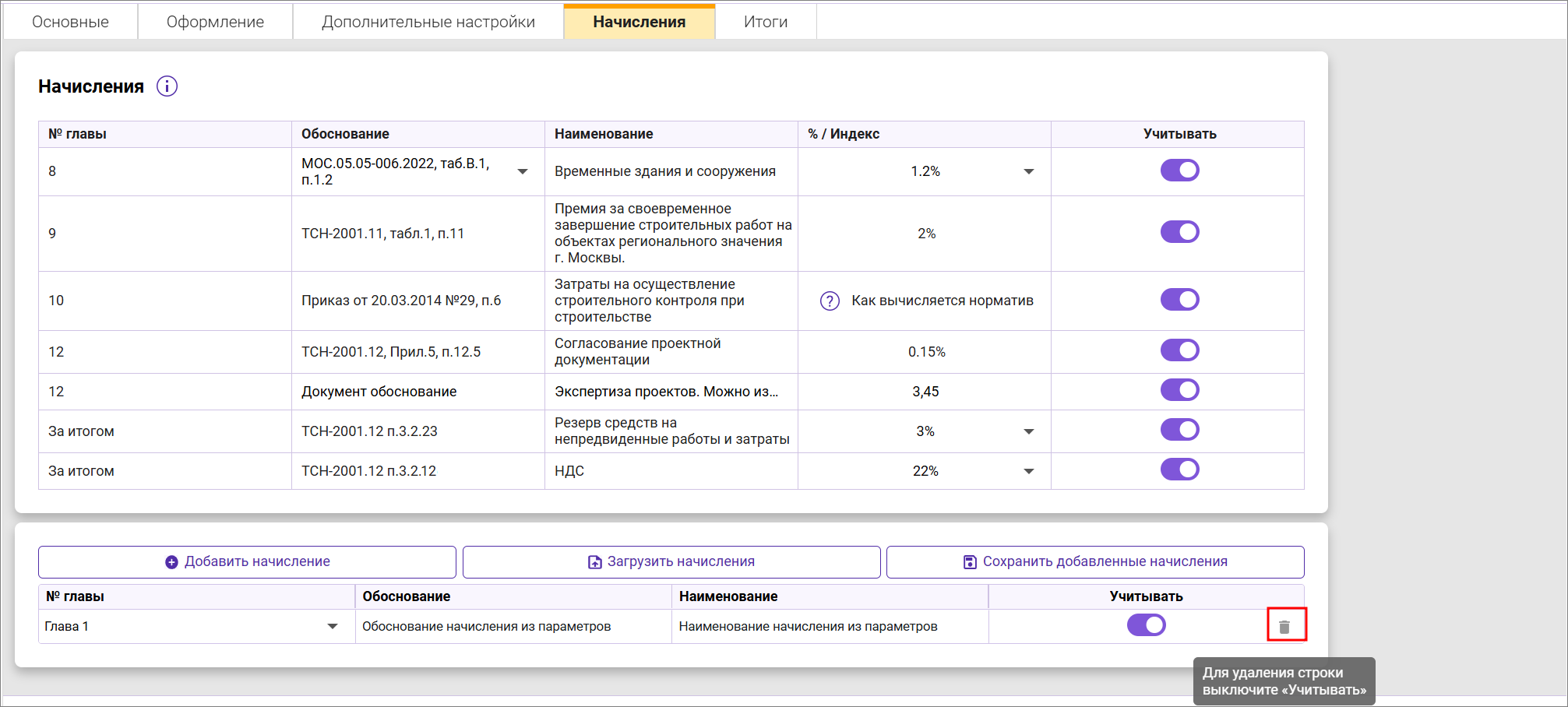 Сметный офис. Удаление строки собственных начислений в сводном сметном расчете