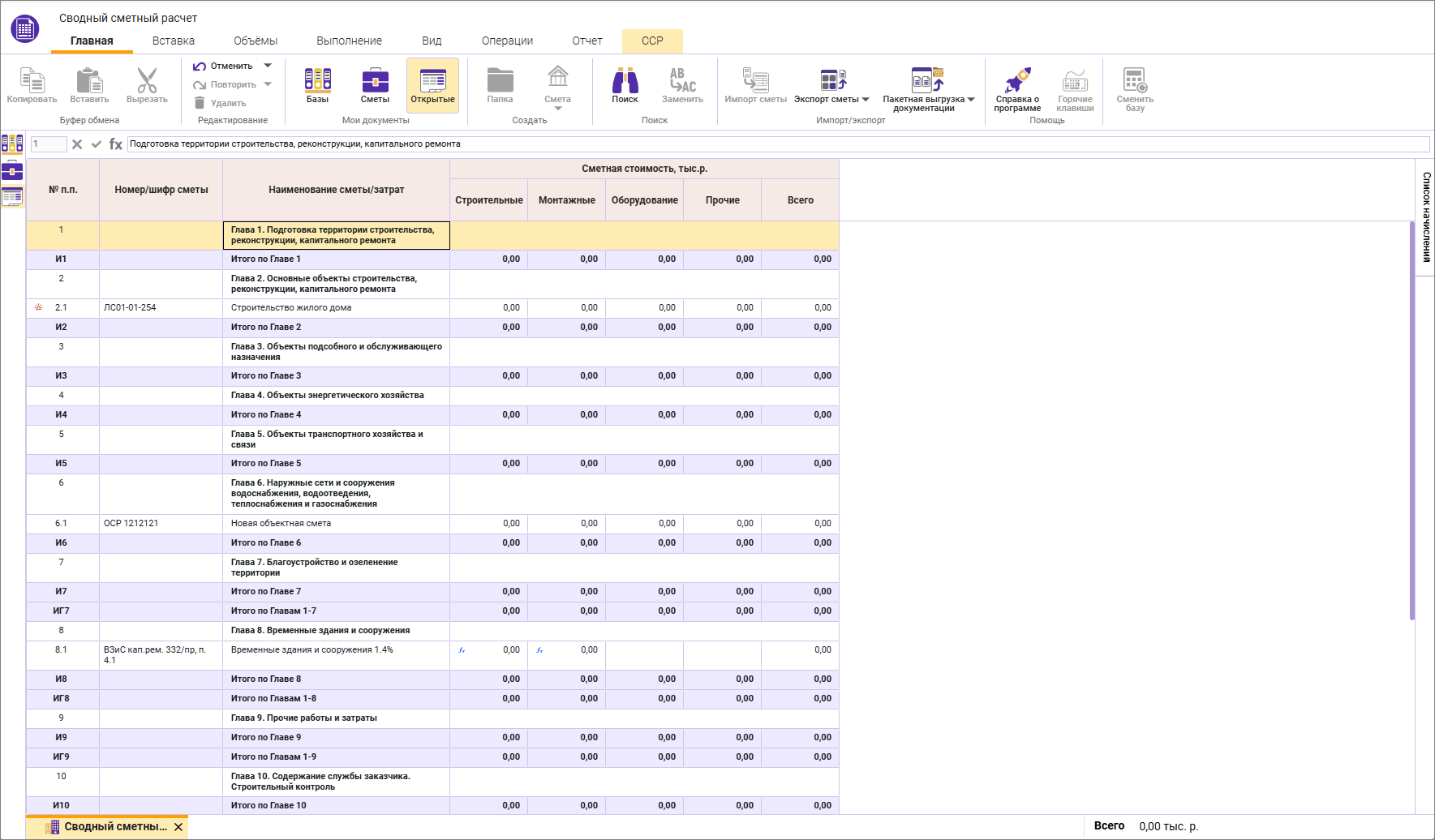 Сметный офис. Вид сводного сметного расчета в ССР в ФСНБ-2022